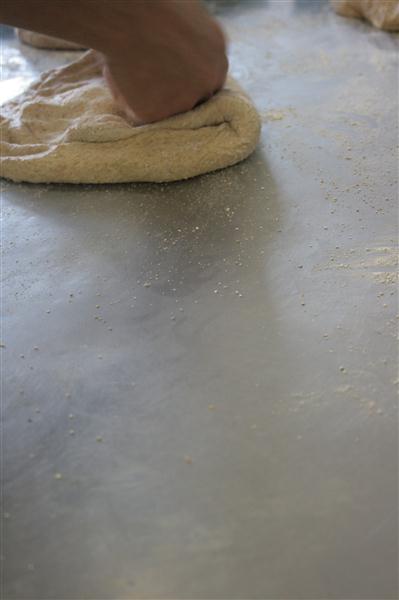 bench with spelt dough